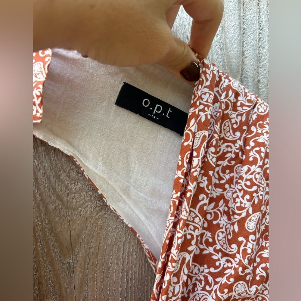 O.P.T. Orange Paisley Cut Out Long Sleeve Dress - Picture 5 of 12